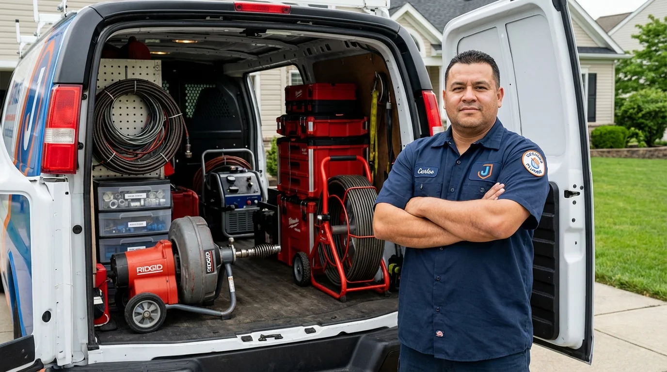 Professional drain cleaning equipment and Johns Plumbing LLC plumber in Crab Orchard