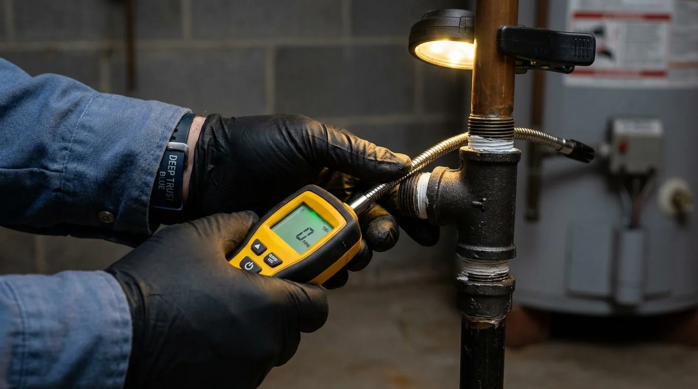 Gas leak detection with electronic sniffer by Johns Plumbing LLC in Crab Orchard