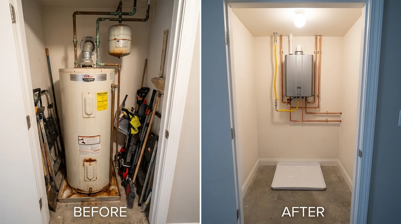 Tank water heater versus wall-mounted tankless unit comparison for Crab Orchard, WV homeowners